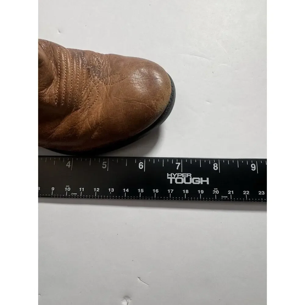 Old West Toddler Cowboy Boots Brown Leather Western Round Toe Size 9 Approx